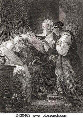 Stock Image - David and Bathsheba. From a 19th century print.. Fotosearch