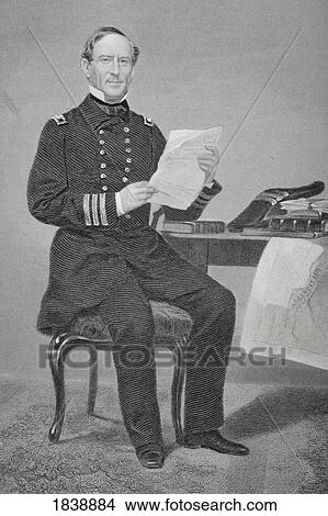 Picture - David Glascoe Farragut 1801 - 1870. American Admiral On Union Side During Civil War. From Painting By Alonzo Chappel. Fotosearch