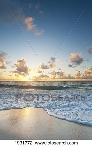 Stock Image - Dawn At Long Beach, On The South-East Coast Of Barbados; Barbados. Fotosearch