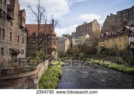Stock Image - Dean Village; Edinburgh, Scotland. Fotosearch