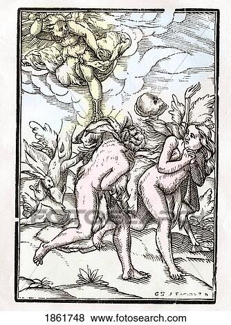Stock Photo - Death Comes For Adam And Eve In The Garden Of Eden Woodcut By Georg Scharffenberg From Der Todten Tanz Or The Dance Of Death Published Basel 1843. Fotosearch