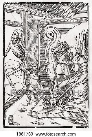 Stock Photo - Death Comes For The Child After Hans Holbein The Younger From Der Todten Tanz Or The Dance Of Death Published Basel 1843. Fotosearch