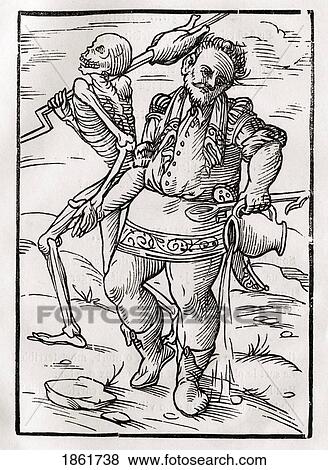 Stock Photo - Death Comes For The Cook From Der Todten Tanz Or The Dance Of Death Published Basel 1843. Fotosearch