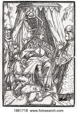 Stock Photo - Death Comes For The Emperor Woodcut By Georg Scharffenberg After Hans Holbein The Younger From Der Todten Tanz Or The Dance Of Death Published Basel 1843. Fotosearch