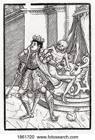 Stock Image - Death Comes For The King From Der Todten Tanz Or The Dance Of Death Published Basel 1843. Fotosearch