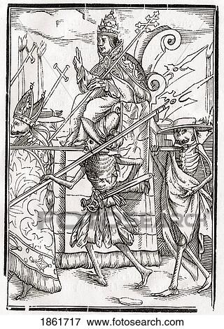 Stock Photo - Death Comes For The Pope From Der Todten Tanz Or The Dance Of Death Published Basel 1843. Fotosearch