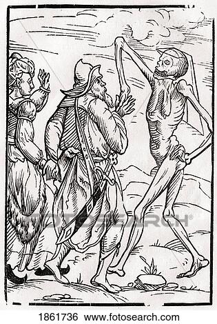Stock Photograph - Death Comes For The Unbelieving Husband From Der Todten Tanz Or The Dance Of Death Published Basel 1843. Fotosearch