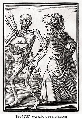 Stock Photo - Death Comes For The Unbelieving Woman From Der Todten Tanz Or The Dance Of Death Published Basel 1843. Fotosearch