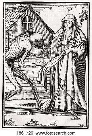 Stock Photograph - Death Comes To The Abbess From Der Todten Tanz Or The Dance Of Death Published Basel 1843. Fotosearch