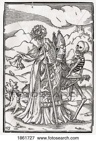 Stock Photo - Death Comes To The Bishop Woodcut By Georg Scharffenberg After Hans Holbein The Younger From Der Todten Tanz Or The Dance Of Death Published Basel 1843. Fotosearch