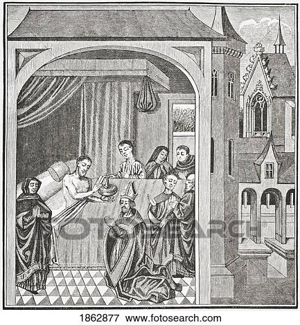 Stock Photo - Death Of Joseph Of Arimathea. After A Miniature From The 15Th Century Manuscript History Of Saint Grail. From Science And Literature In The Middle Ages By Paul Lacroix Published London 1878. Fotosearch