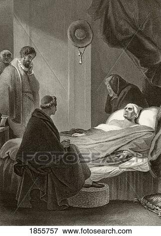 Stock Photo - Death Of Thomas Cardinal Wolsey At Leicester Abbey November 29, 1530. From The National And Domestic History Of England By William Aubrey Published London Circa 1890. Fotosearch