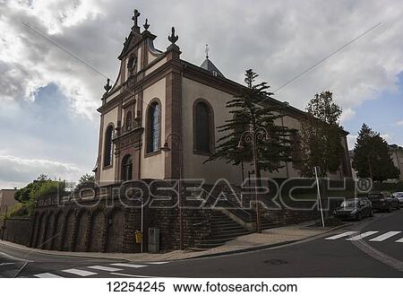 Stock Photography - Decanal Church; Remich, Luxembourg. Fotosearch