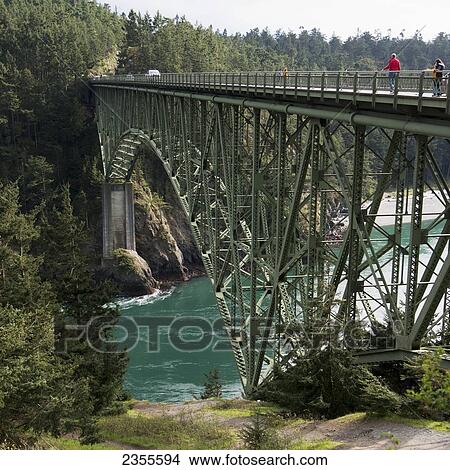 Picture - Deception Pass Bridge In Deception Pass State Park; Oak Harbor, Washington, United States Of America. Fotosearch