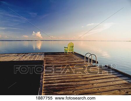 Deckchair On End Of Pier At Dawn View Large Photo Image Stock Photography - Deckchair On End Of Pier At Dawn. Fotosearch