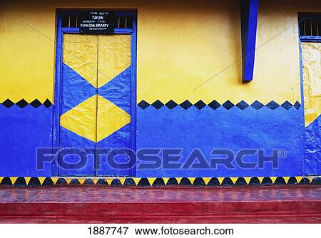 Stock Photo - Decorated Bar Entrance Door And Wall. Fotosearch