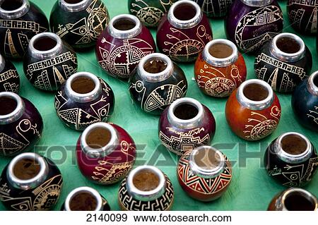 Decorated Calabash Gourd Used For Drinking Mate For Sale In Calle Florida, Buenos Aires, Argentina View Large Photo Image Stock Photo - Decorated Calabash Gourd Used For Drinking Mate For Sale In Calle Florida, Buenos Aires, Argentina. Fotosearch