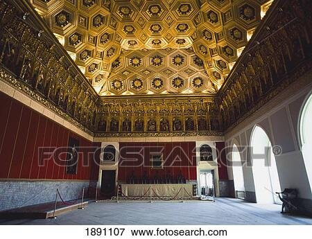 Stock Photo - Decorated Ceiling Inside Alcazar, Segovia, Spain. Fotosearch