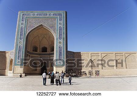 Decorated entrance to Kalon mosque, Poi Kalon complex, Old Town; Bukhara, Uzbekistan View Large Photo Image Stock Photo - Decorated entrance to Kalon mosque, Poi Kalon complex, Old Town; Bukhara, Uzbekistan. Fotosearch