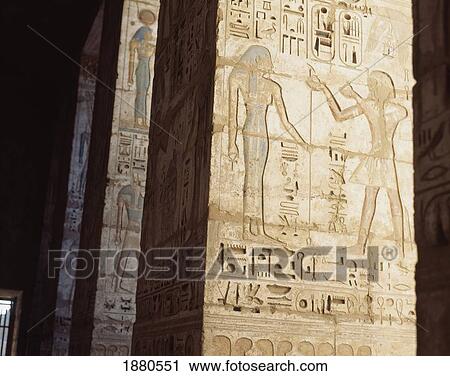 Decorated Pillars In Second Court Of Medinet Habu View Large Photo Image Stock Image - Decorated Pillars In Second Court Of Medinet Habu. Fotosearch