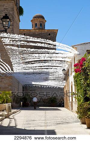 Stock Photograph - Decorated Street In Alcudia, Mallorca, Balearic Islands, Spain. Fotosearch