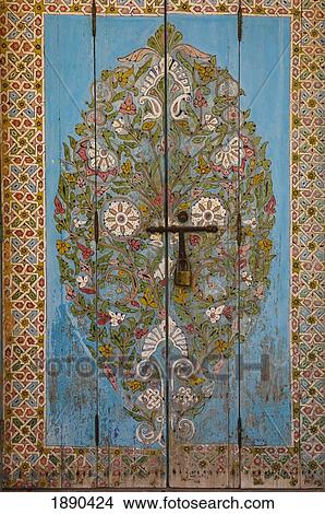 Picture - Decorative Door. Andalusian Gardens. Kasbah Des Oudaias. Fotosearch