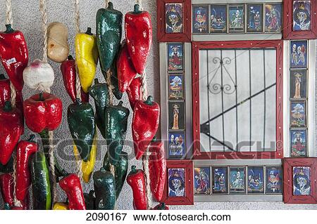 Decorative Red, Green And Yellow Chili Peppers Outside A Shop, Santa Fe, New Mexico, Usa View Large Photo Image Stock Photo - Decorative Red, Green And Yellow Chili Peppers Outside A Shop, Santa Fe, New Mexico, Usa. Fotosearch