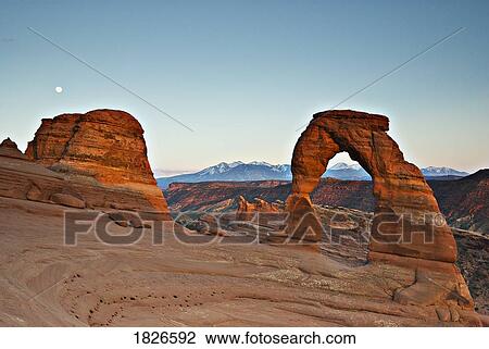 Stock Image - Delicate Arch, Arches National Park, Moab, Utah, Usa; Natural Arch Rock Formation. Fotosearch