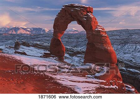 Delicate Arch At Sunset In Winter In Arches National Park; Utah, Usa View Large Photo Image Stock Photograph - Delicate Arch At Sunset In Winter In Arches National Park; Utah, Usa. Fotosearch