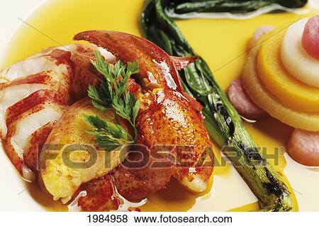 Delicioius Plate Of Lobster And Vegetables. View Large Photo Image Stock Photo - Delicioius Plate Of Lobster And Vegetables.. Fotosearch