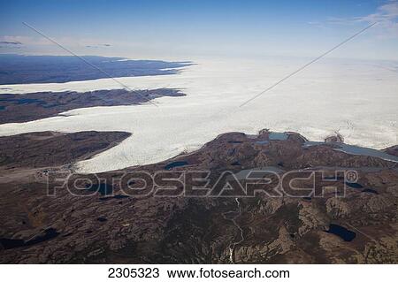 Stock Image - Denmark, Aerial view of icecap; Greenland. Fotosearch