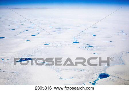 Stock Photograph - Denmark, Aerial view of icecap; Greenland. Fotosearch