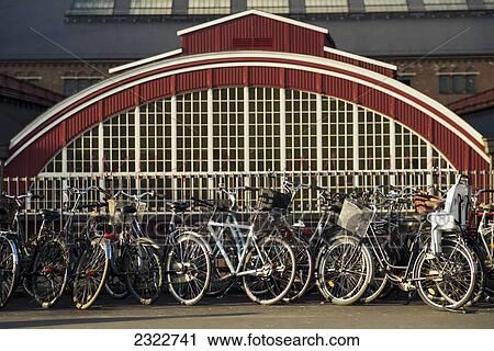 Denmark, Bicycles in front of Central Station; Copenhagen View Large Photo Image Stock Image - Denmark, Bicycles in front of Central Station; Copenhagen. Fotosearch