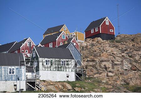 Picture - Denmark, Greenland, Cottages; Upernarvik. Fotosearch