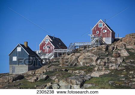 Stock Photo - Denmark, Greenland, Cottages; Upernarvik. Fotosearch