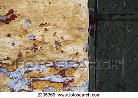 Stock Photograph - Denmark, Greenland, Old paintwork on building; Paamiut. Fotosearch