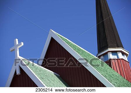 Picture - Denmark, Greenland, Roof details on church; Upernarvik. Fotosearch