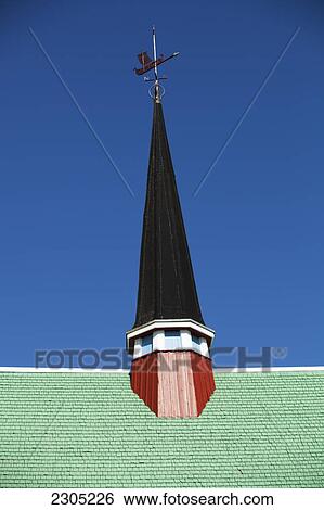 Stock Photograph - Denmark, Greenland, Roof details on church; Upernarvik. Fotosearch