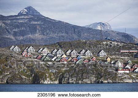 Stock Photograph - Denmark, Greenland, Views up fjord; Nuuk. Fotosearch
