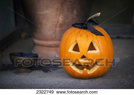Stock Photo - Denmark, Halloween pumpkin; Copenhagen. Fotosearch