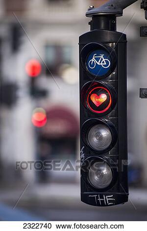 Denmark, Love sign in cycle lane traffic light; Copenhagen View Large Photo Image Stock Image - Denmark, Love sign in cycle lane traffic light; Copenhagen. Fotosearch