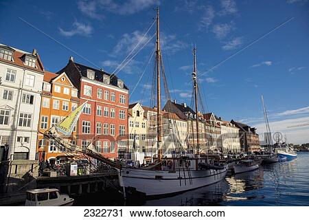 Denmark, Nyhavn; Copenhagen, View of city marina View Large Photo Image Stock Image - Denmark, Nyhavn; Copenhagen, View of city marina. Fotosearch