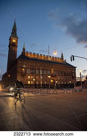 Denmark, View of city hall and square at dusk; Copenhagen View Large Photo Image Stock Image - Denmark, View of city hall and square at dusk; Copenhagen. Fotosearch