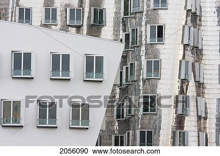 Stock Image - Der Neue Zollhof Office Buildings, Designed By Architect Frank O. Gehry, In Media Harbor, Dusseldorf, North Rhine-Westphalia, Germany. Fotosearch