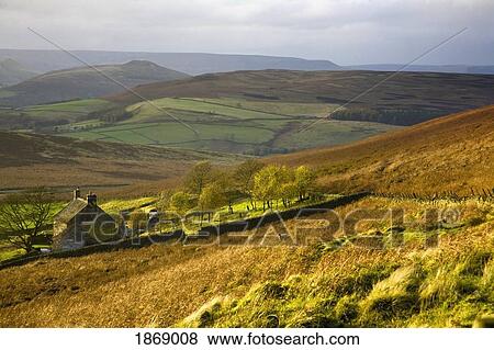Stock Photo - Derbyshire, England; A Farm In Peak District National Park. Fotosearch