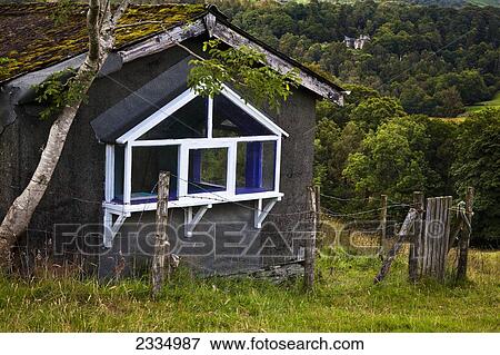 Stock Photo - Derelict Farmhouse Among Langdale Hills Of Western Lake District; Cumbria, England, Uk. Fotosearch