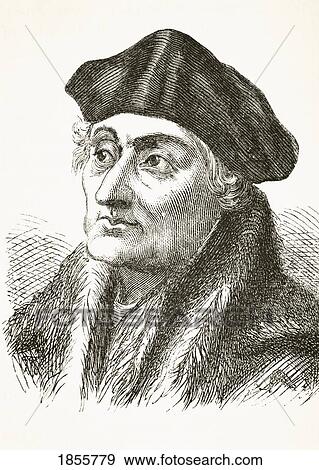 Stock Photo - Desiderius Erasmus Roterodamus Circa 1466/1469 To 1536. Dutch Humanist And Theologian From The National And Domestic History Of England By William Aubrey Published London Circa 1890. Fotosearch
