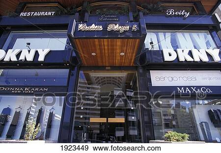 Designer Shops Like Donna Karan, Sergio Rossi, And Max Mara View Large Photo Image Stock Photo - Designer Shops Like Donna Karan, Sergio Rossi, And Max Mara. Fotosearch