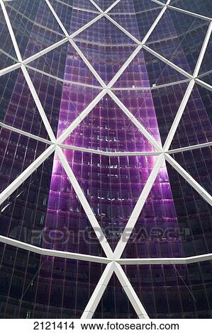 Picture - Detail Of A Glass Building Reflecting The Sun With Diamond Design Metal Exterior; Calgary Alberta Canada. Fotosearch
