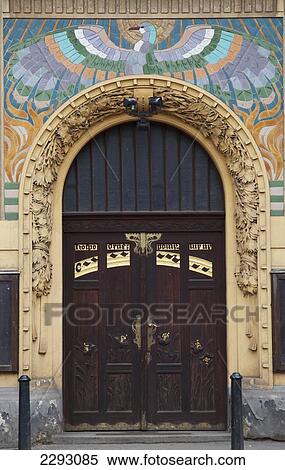 Stock Photography - Detail of Art Nouveau building in the New Town, Prague, Czech Republic, Europe. Fotosearch